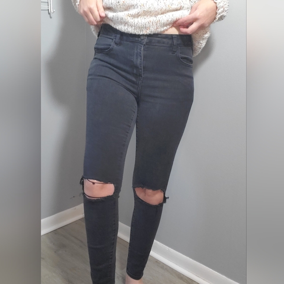 AE Edgy Skinny Jeans- Black Full Length Womens - Picture 1 of 4